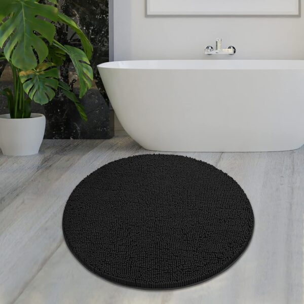 Mayshine Round Bathroom Rugs, Chenille Toilet Mat, Absorbent Non-Slip Toilet Rug, 3x3 Foot