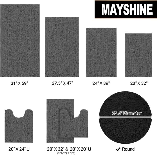 Mayshine Round Bathroom Rugs, Chenille Toilet Mat, Absorbent Non-Slip Toilet Rug, 3x3 Foot - Image 5
