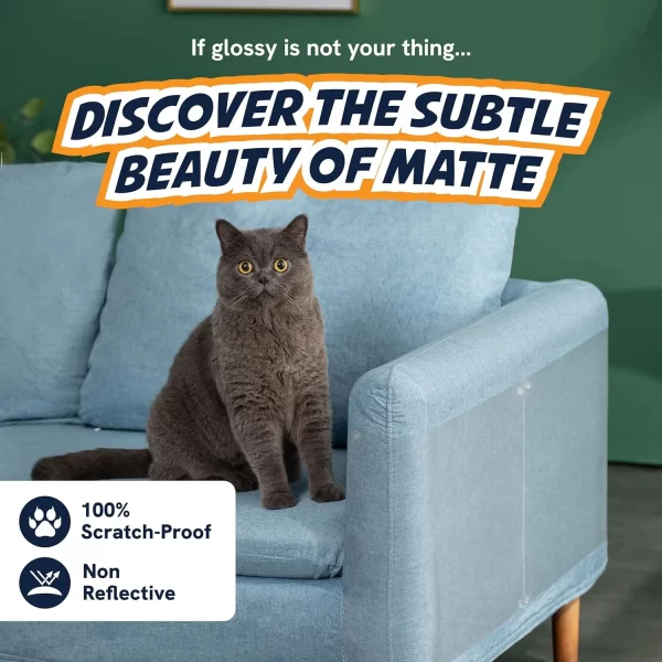 Panther Armor Cat Scratch Furniture Protector for Sofa, Couch - Frosted Matte Sheets, 12PACK w/ pins - Image 2