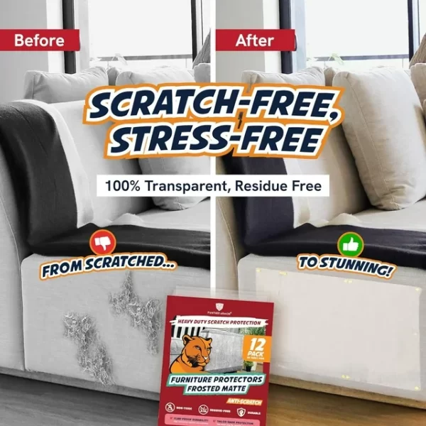 Panther Armor Cat Scratch Furniture Protector for Sofa, Couch - Frosted Matte Sheets, 12PACK w/ pins - Image 3
