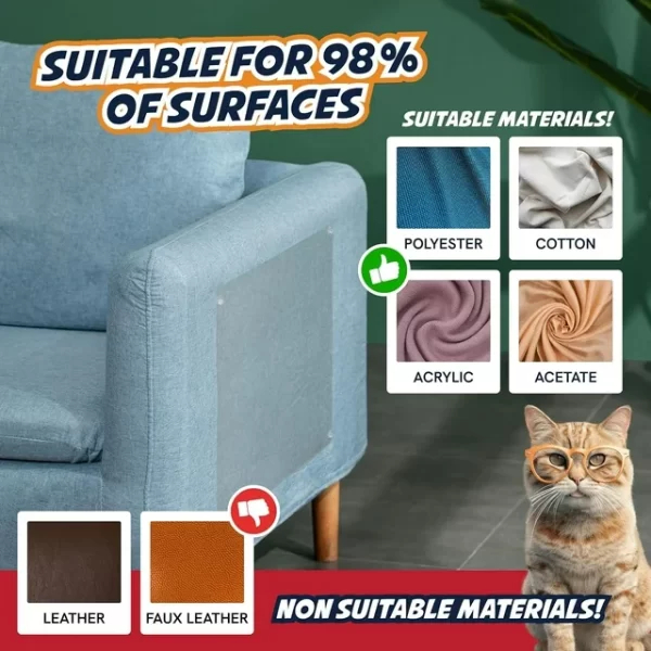 Panther Armor Cat Scratch Furniture Protector for Sofa, Couch - Frosted Matte Sheets, 12PACK w/ pins - Image 5