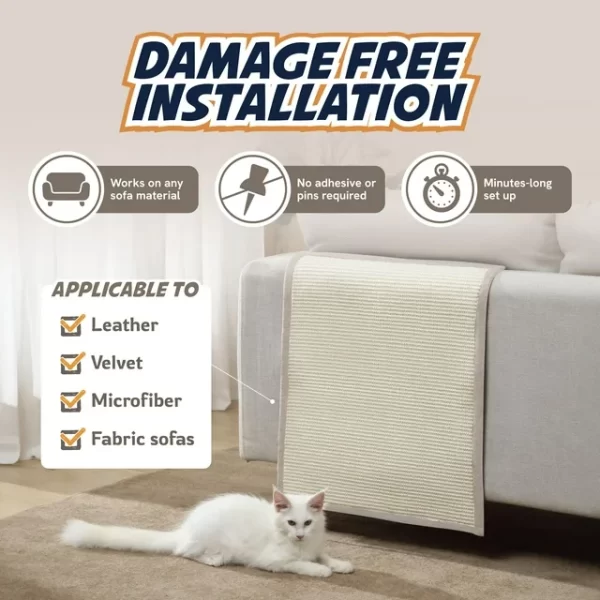 Panther Armor Cat Scratch Furniture Protector for Sofa/Couch, Natural Sisal - Image 5