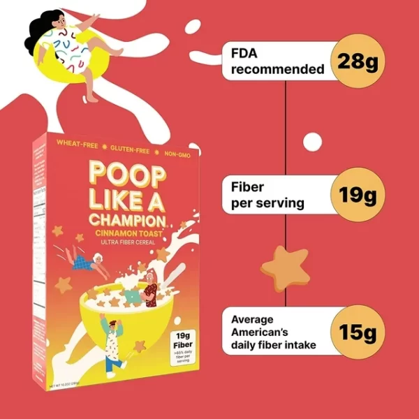 Poop Like a Champion High Fiber Cereal for Breakfast Duo: Cinnamon Toast + Honey Graham Flavor - Image 4