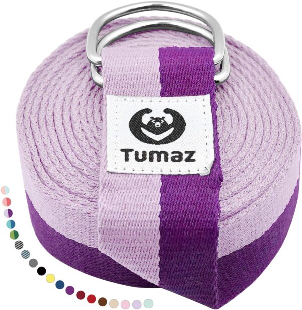 Tumaz Yoga Strap, Stretch Bands with Adjustable D-Ring Buckle, 6/8/10 Feet