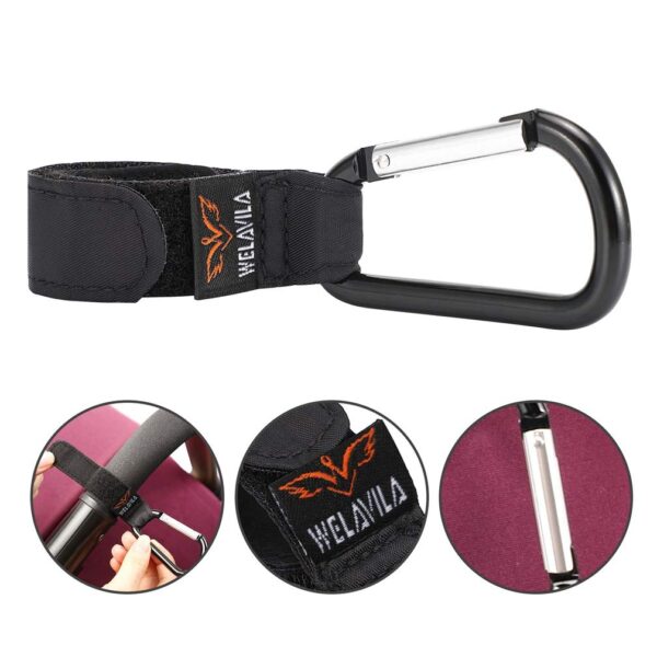 Welavila Universal Multi-Purpose Stroller Hooks/Clips, 2 Pack, Black - Image 5
