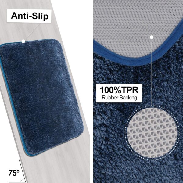 MAYSHINE Non Slip Absorbent Microfiber Bath Mat, (24X39 Inches Dark Blue) - Image 5